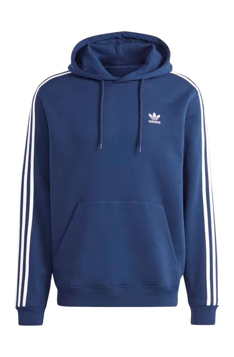 Blusa Moletom Adidas Capuz Adicolor Classics 3 - Stripes Azul Marinho/Branco - NewSkull