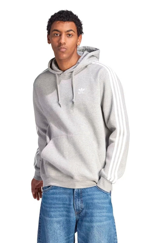 Blusa Moletom Adidas Capuz Adicolor Classics 3 - Stripes Cinza/Branco - NewSkull