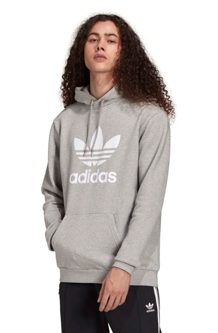 Blusa Moletom Adidas Capuz Adicolor Classics Trefoil Cinza/Branco - NewSkull