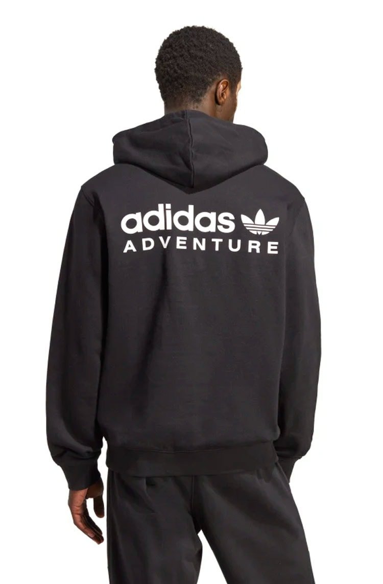 Blusa Moletom Adidas Capuz Adventure Preto/Branco - NewSkull