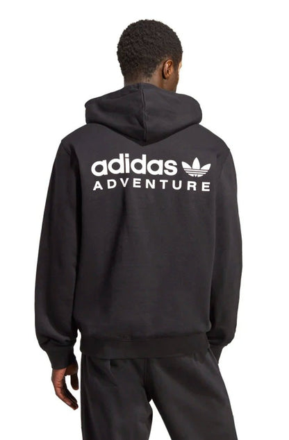 Blusa Moletom Adidas Capuz Adventure Preto/Branco - NewSkull