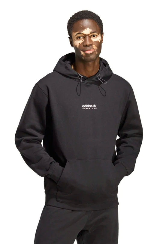 Blusa Moletom Adidas Capuz Adventure Preto/Branco - NewSkull