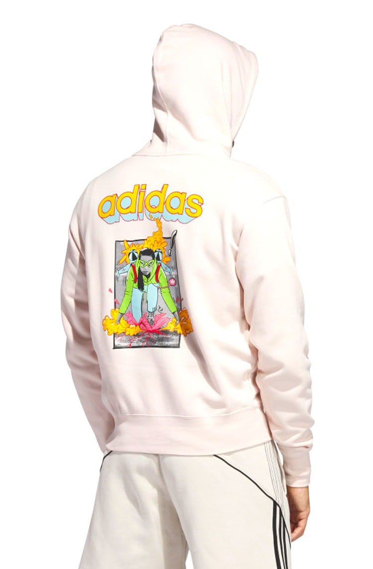 Blusa Moletom Adidas Capuz Hero Rosa/Amarelo - NewSkull