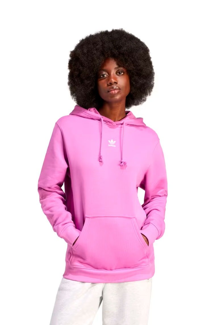 Blusa Moletom Adidas Capuz Regular Adicolor Essentials Rosa - NewSkull