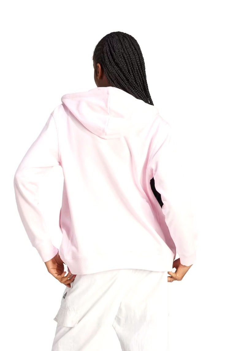 Blusa Moletom Adidas Capuz Zíper Regular Essentials 3 - stripes Rosa/Branco - NewSkull