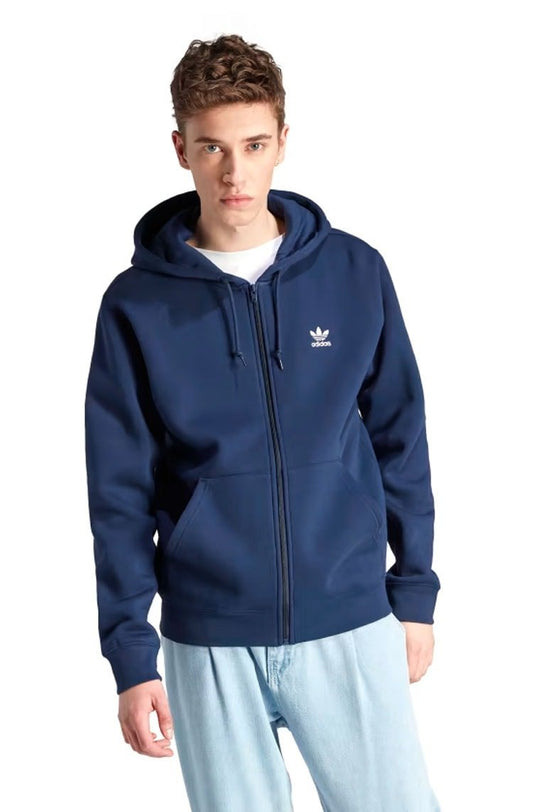 Blusa Moletom Adidas Capuz Ziper Trefoil Essentials Azul Marinho - NewSkull