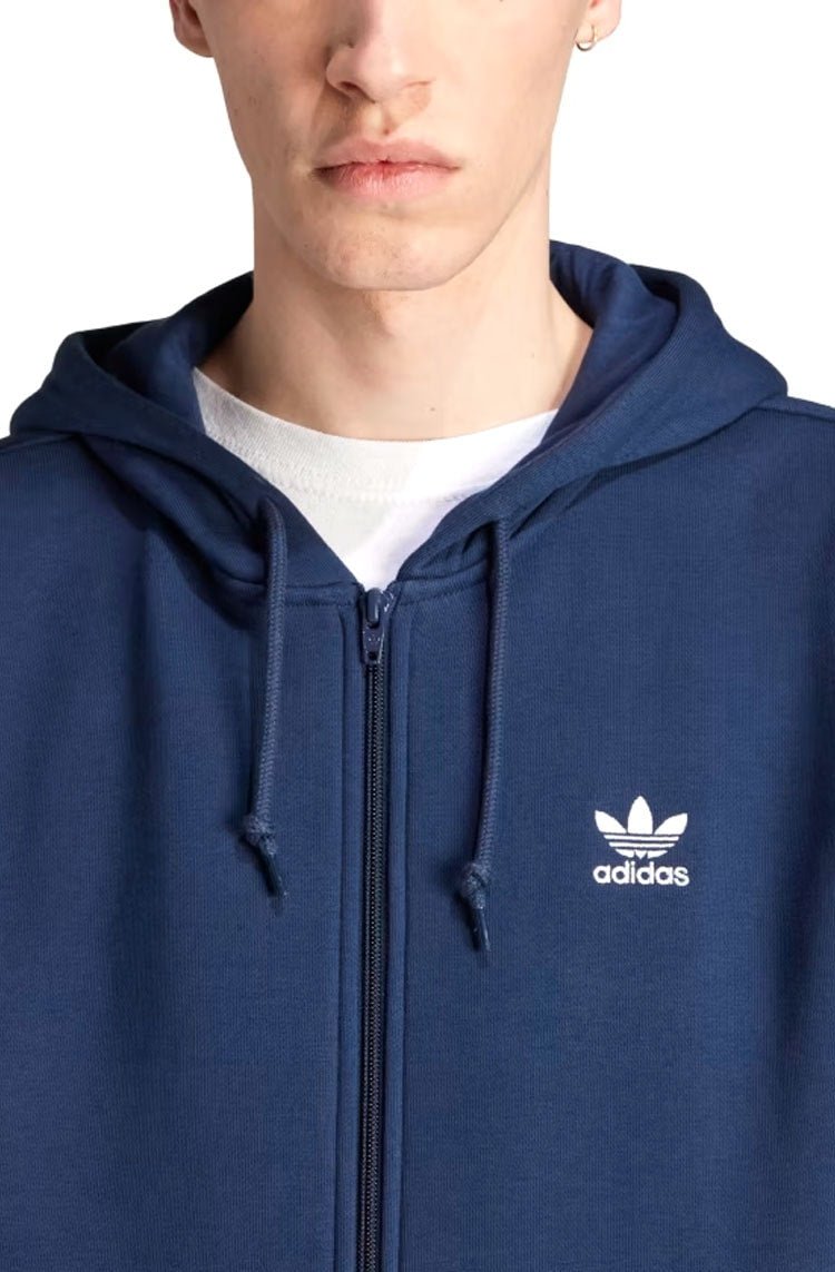 Blusa Moletom Adidas Capuz Ziper Trefoil Essentials Azul Marinho - NewSkull