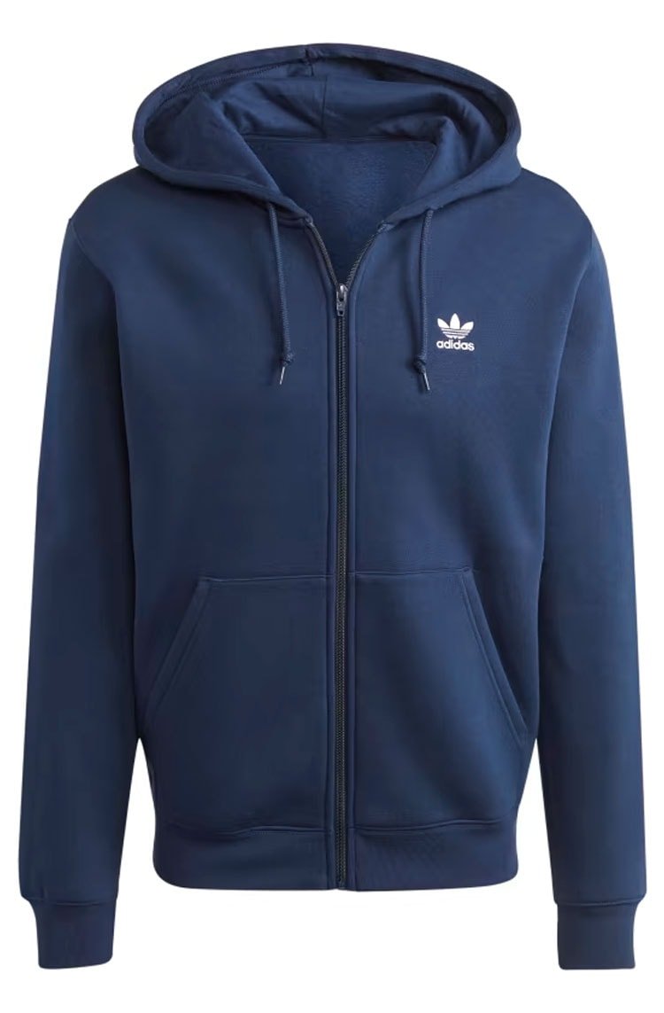 Blusa Moletom Adidas Capuz Ziper Trefoil Essentials Azul Marinho - NewSkull