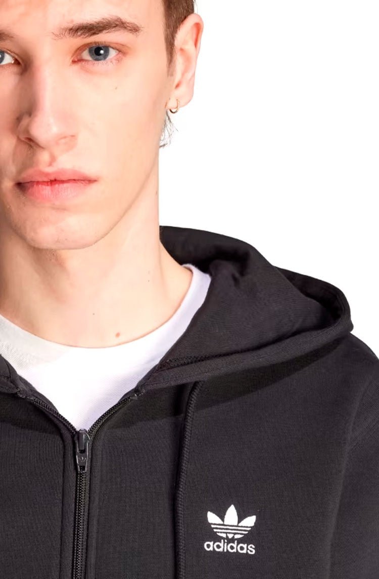 Blusa Moletom Adidas Capuz Ziper Trefoil Essentials Preto - NewSkull