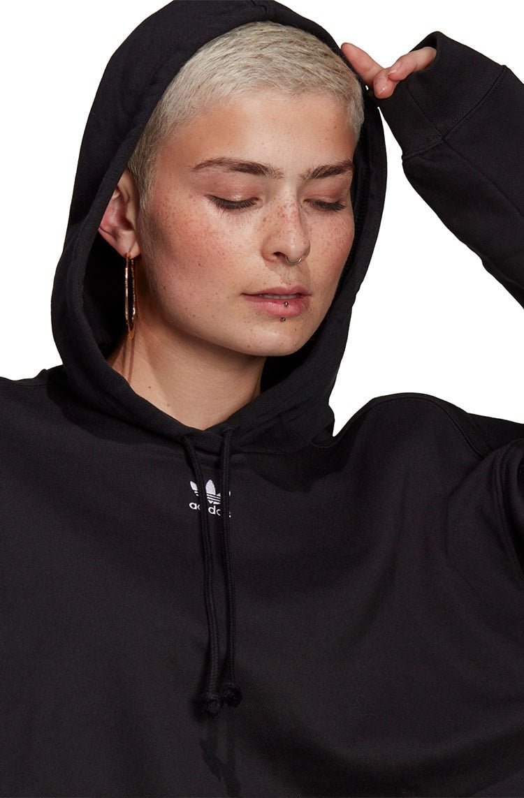 Blusa Moletom Adidas Hoodie Capuz Feminino Preto/Branco - NewSkull