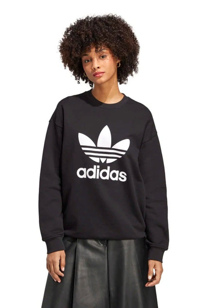 Blusa Moletom Adidas Trefoil Crew Feminino Preto/Branco - NewSkull