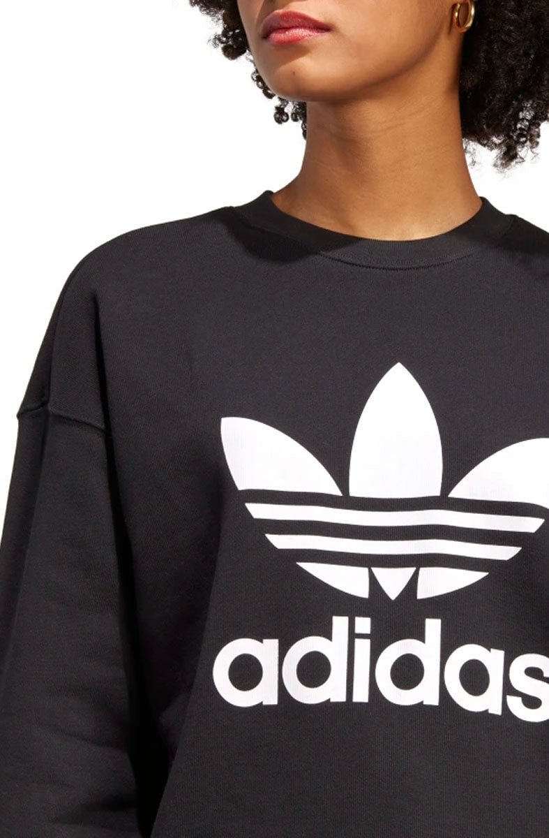 Blusa Moletom Adidas Trefoil Crew Feminino Preto/Branco - NewSkull