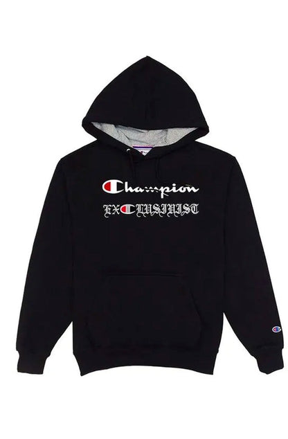 Blusa Moletom Champion Script Bordado Patch 10F1 Exclusiviist Metalizado Preto - NewSkull