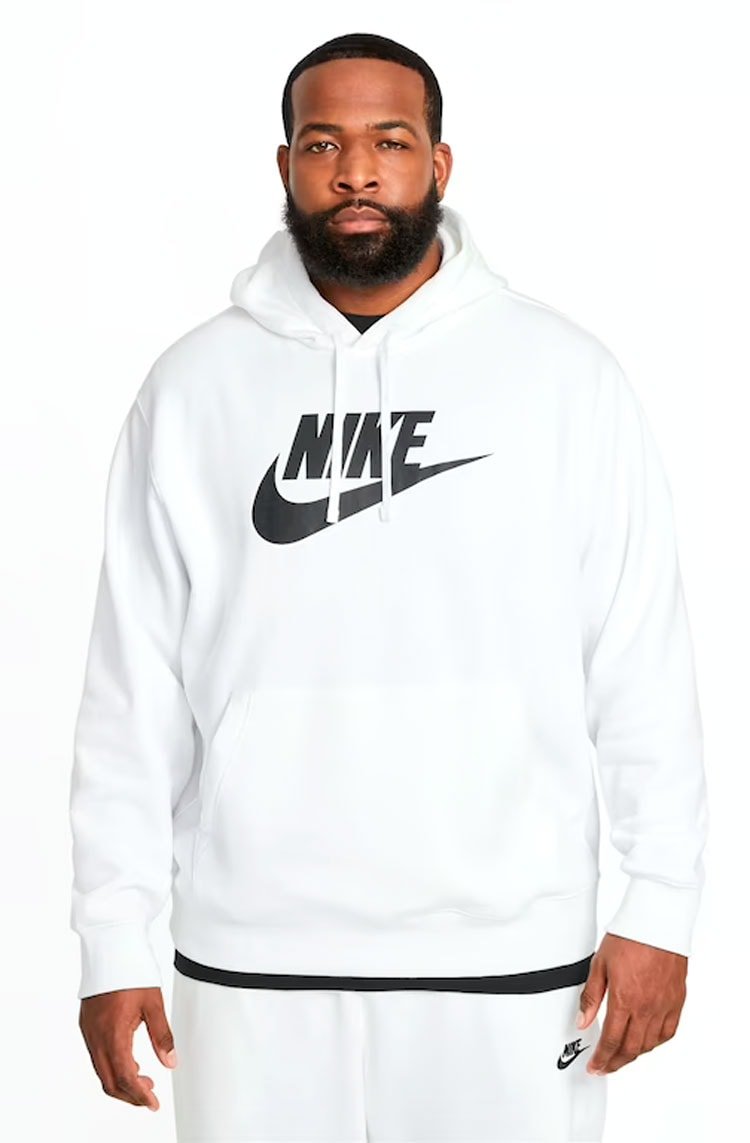 Blusa Moletom Nike Sportswear Club Fleece Masculino Branco/Preto - NewSkull