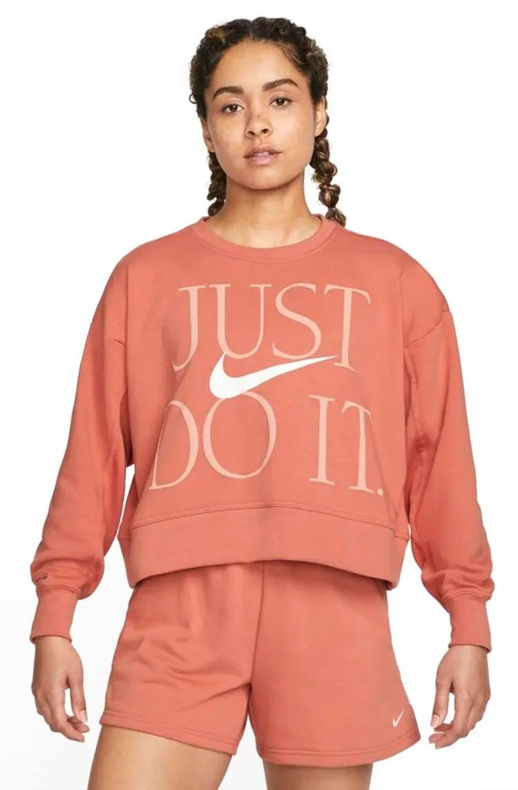Blusão Moletom Nike Dri - FIT Get Fit Feminino Laranja/Branco - NewSkull