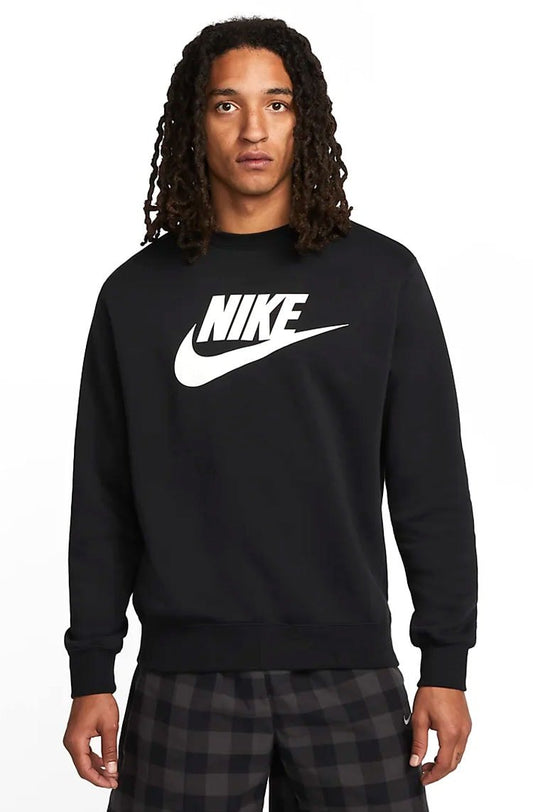 Blusão Moletom Nike NSW Club Fleece Crew Masculino Preto/Branco - NewSkull