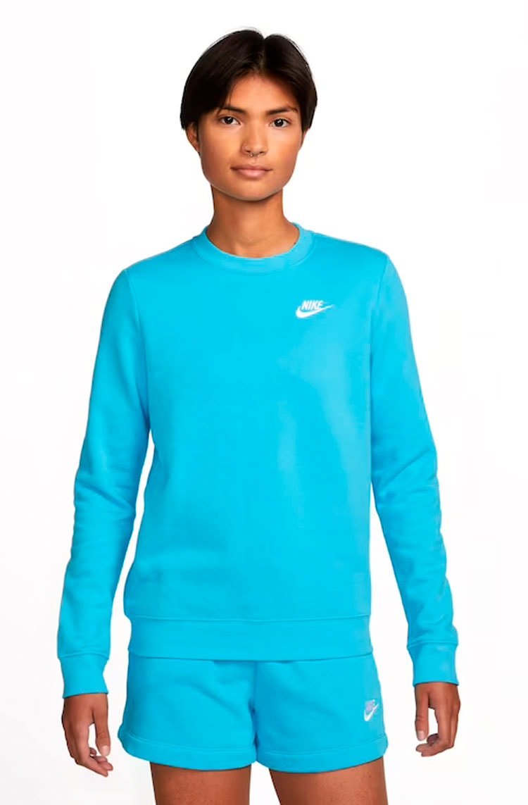 Blusão Nike Sportswear NSW Club Fleece Feminino Azul/Branco - NewSkull