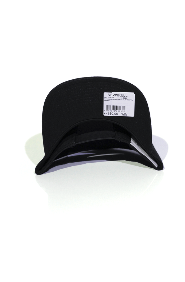 Bone Mitchell and Ness Logo Pinscript Preto Snapback - NewSkull