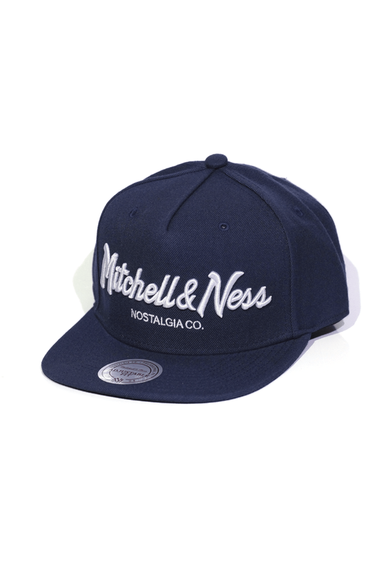 Bone Mitchell and Ness Logo Pinscript Snapback Azul Marinho - NewSkull
