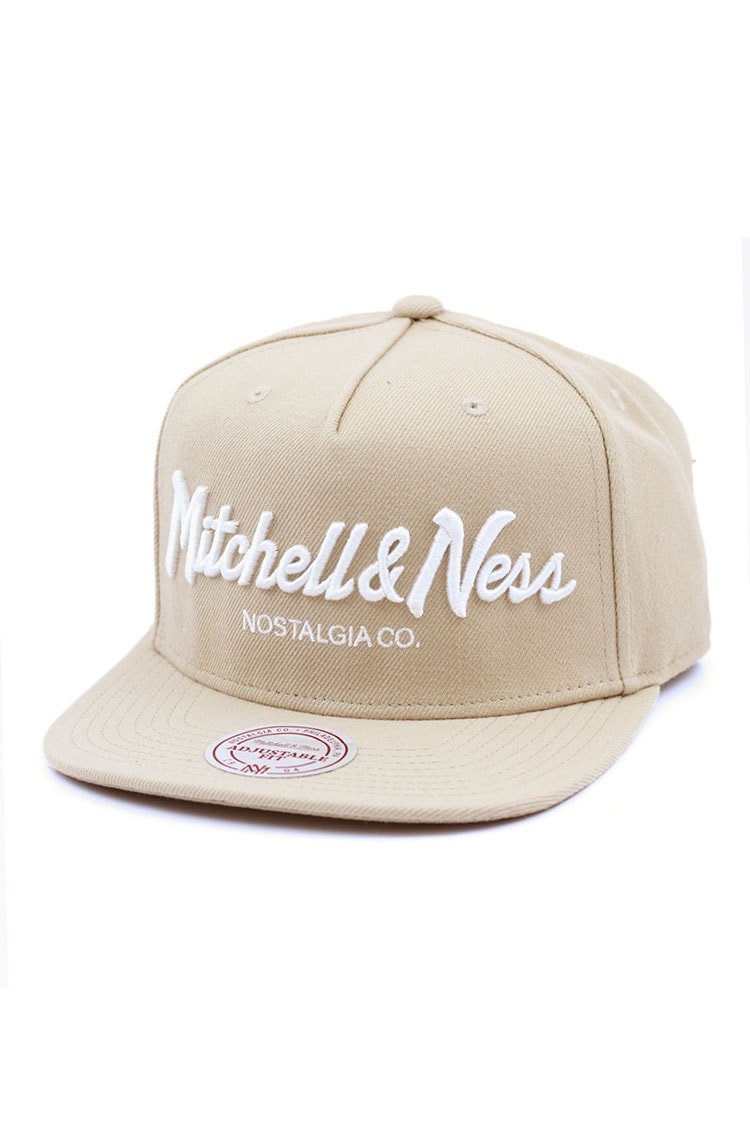 Bone Mitchell and Ness Logo Pinscript Snapback Bege - NewSkull