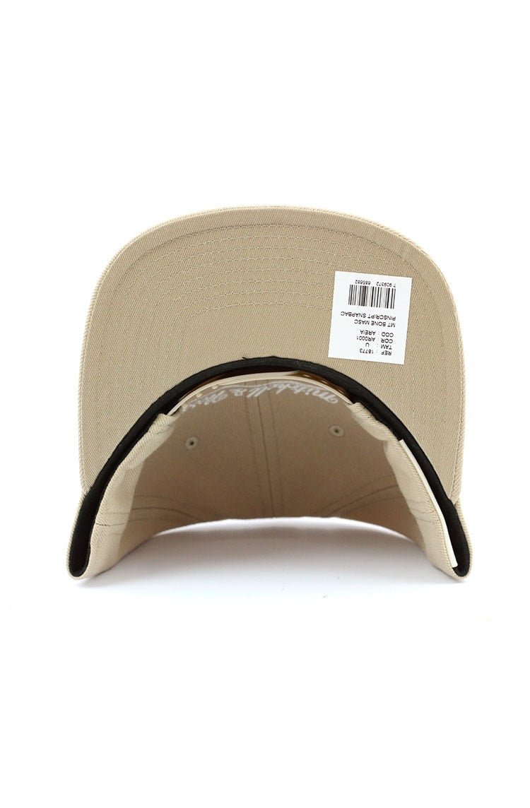 Bone Mitchell and Ness Logo Pinscript Snapback Bege - NewSkull