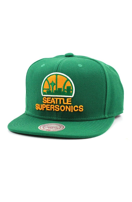 Bone MITCHELL AND NESS Logo Seattle Supersonics Snapback Verde - NewSkull