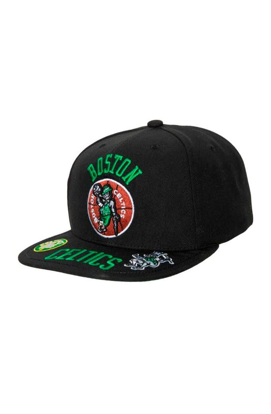 Boné Mitchell & Ness Nba Boston Celtics Aba Reta Snapback Front Loaded Preto/Verde - NewSkull