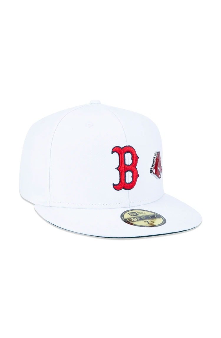 Boné New Era 59FIFTY MLB Boston Red Sox Core Fitted Aba Reta Branco/Vermelho - NewSkull