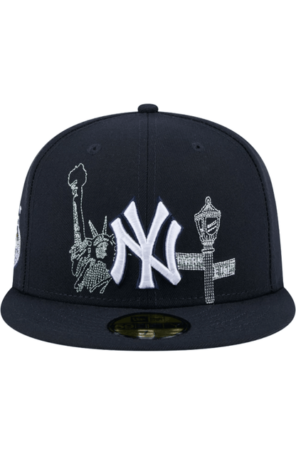 Boné New Era 59FIFTY MLB New York Yankees State Stitch Azul Marinho - NewSkull