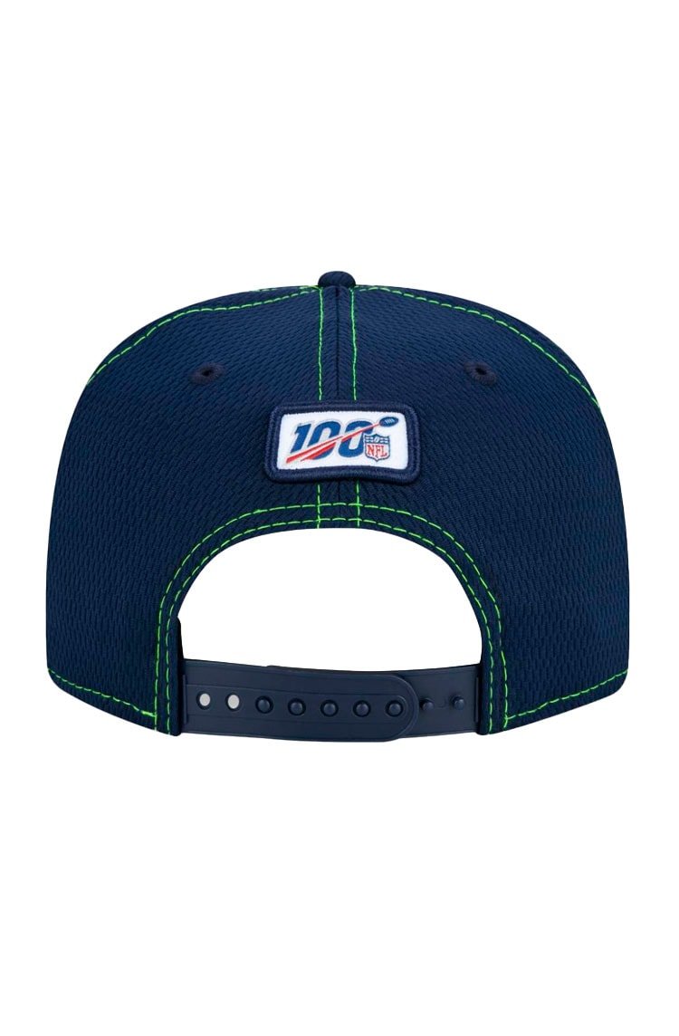 Bone New Era 9Fifty Nfl OnField Coleção Sideline Seattle Seahawks Azul/Verde - NewSkull