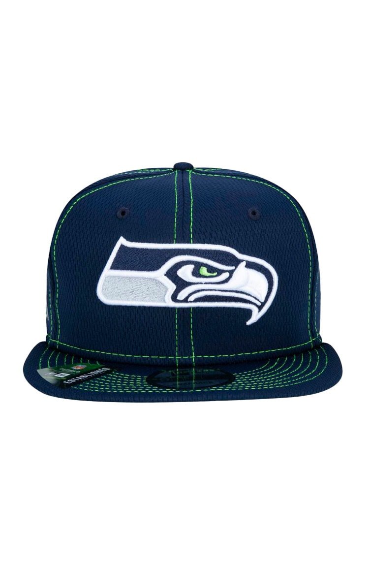 Bone New Era 9Fifty Nfl OnField Coleção Sideline Seattle Seahawks Azul/Verde - NewSkull