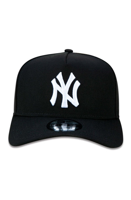 Boné New Era 9forty A - frame Snapback Aba Curva Mlb New York Yankees Preto/Branco - NewSkull