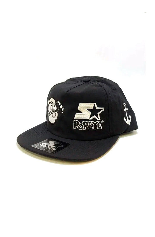 Bone Starter Logo Aba Reta Snap Popeye Preto/Branco - NewSkull