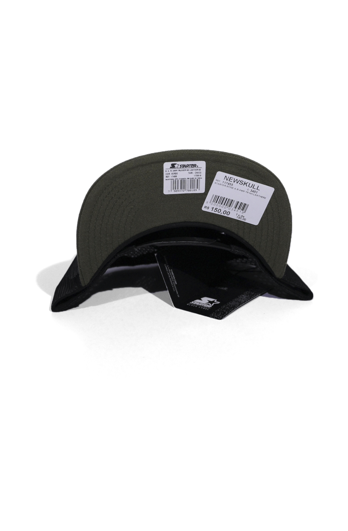 Boné Trucker Starter Black Label NH Leather 2 Verde Snapback - NewSkull