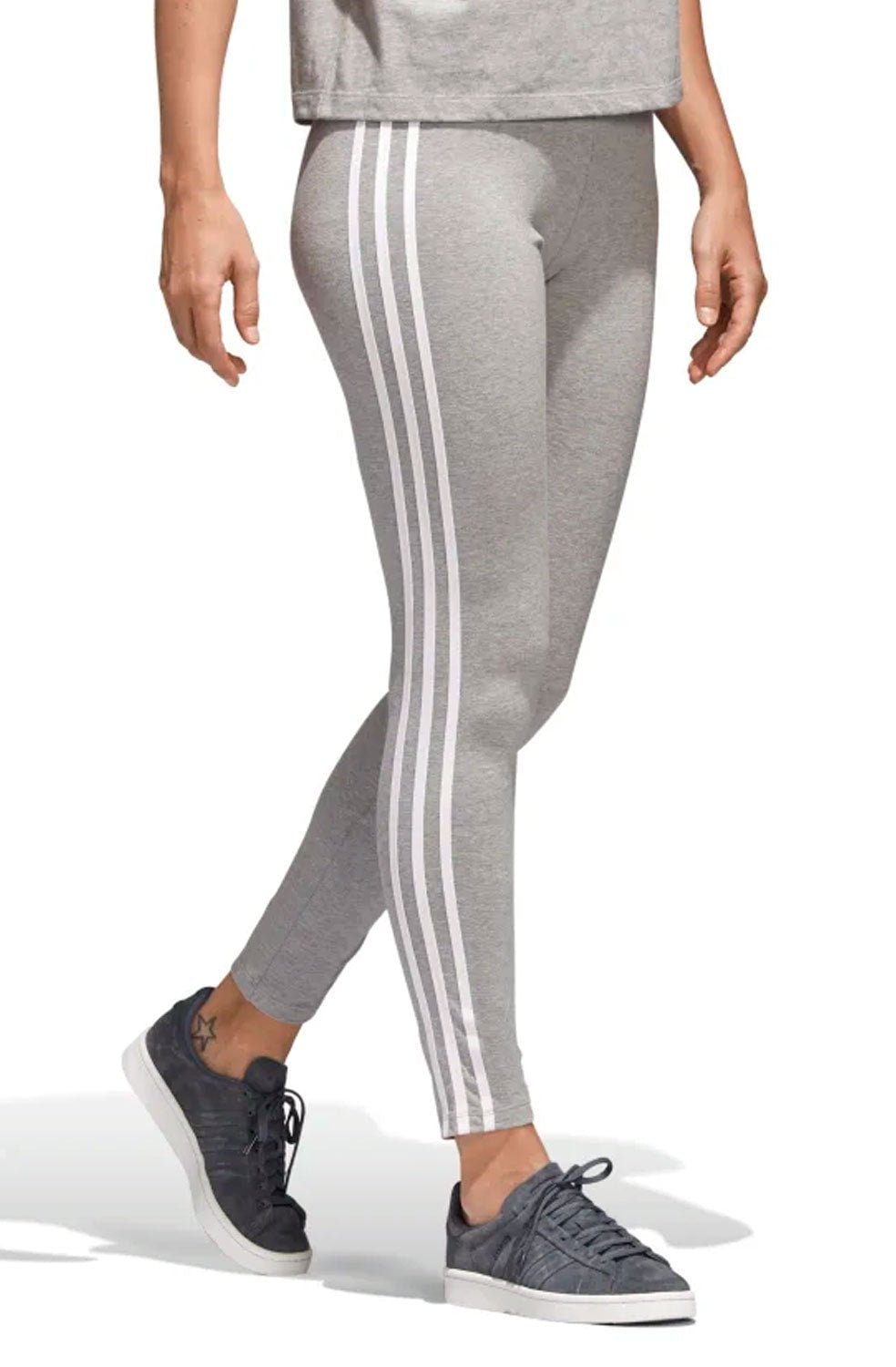 Calça Adidas Legging 3 Stripes Cinza - NewSkull