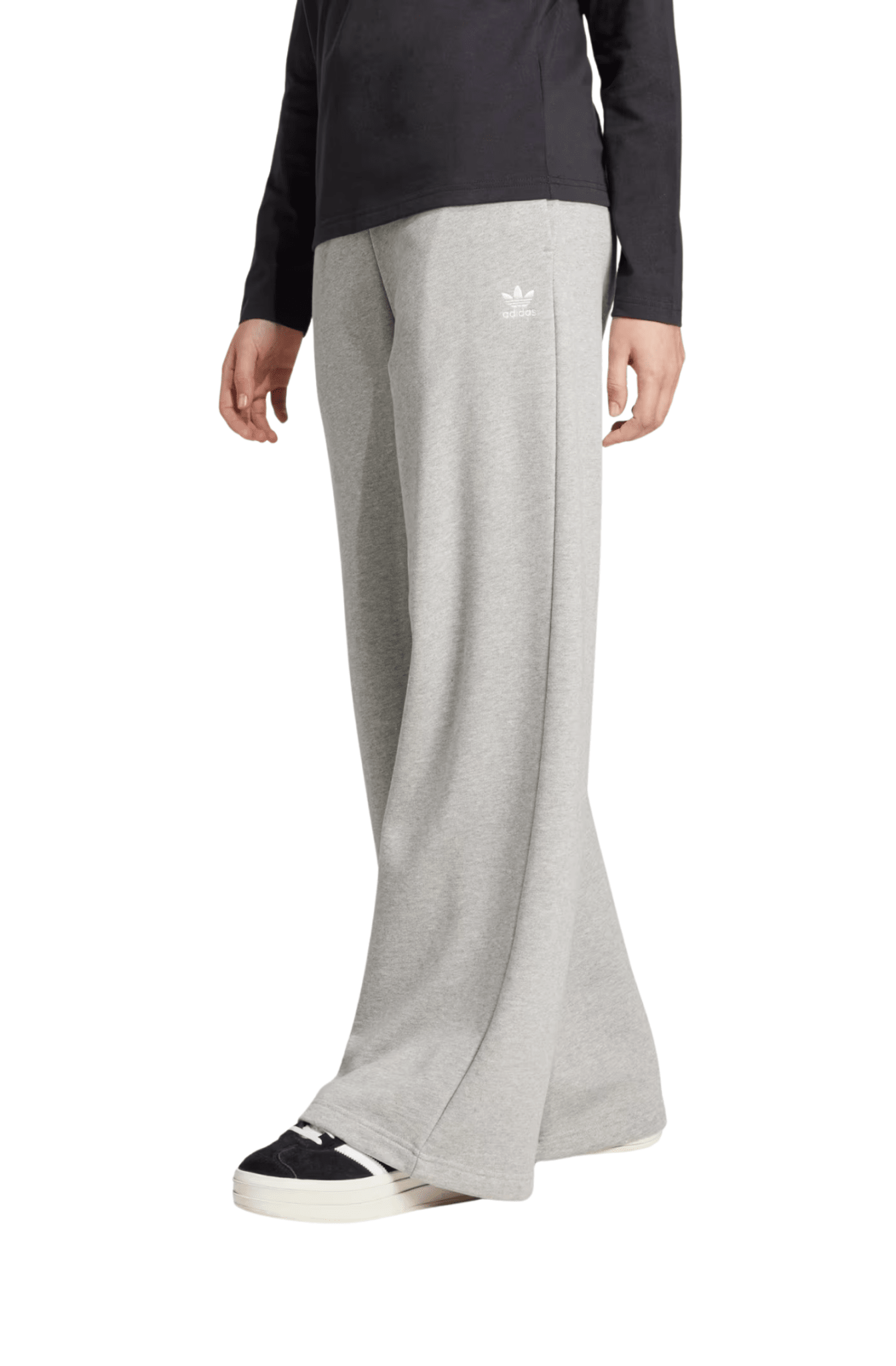 Calça Adidas Moletinho Wide Leg Essentials Cinza - NewSkull