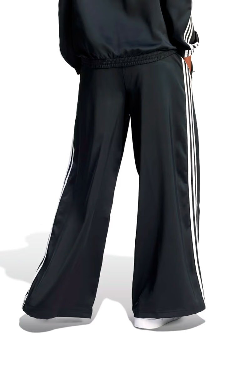 Calça Adidas Wide Leg Cetim Preto/Branco - NewSkull