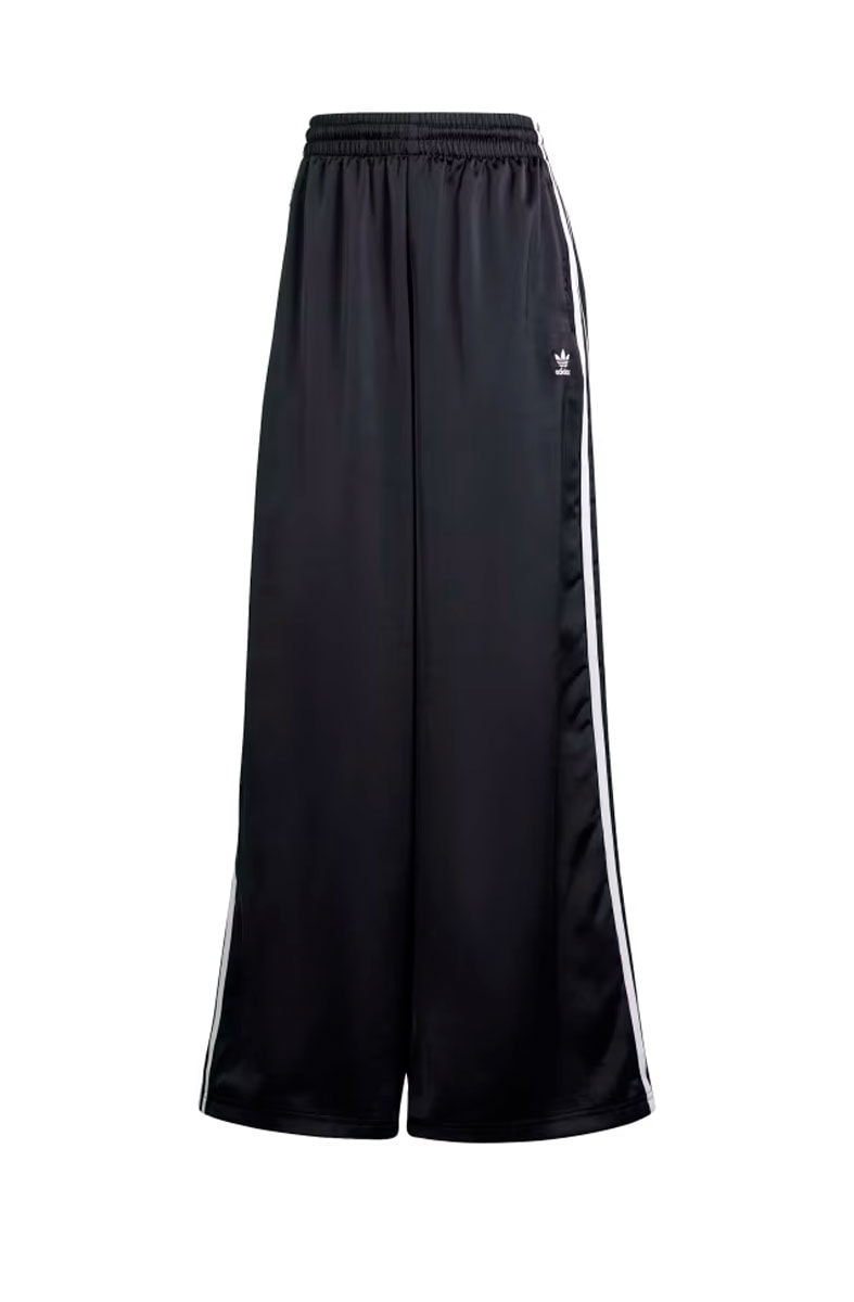 Calça Adidas Wide Leg Cetim Preto/Branco - NewSkull