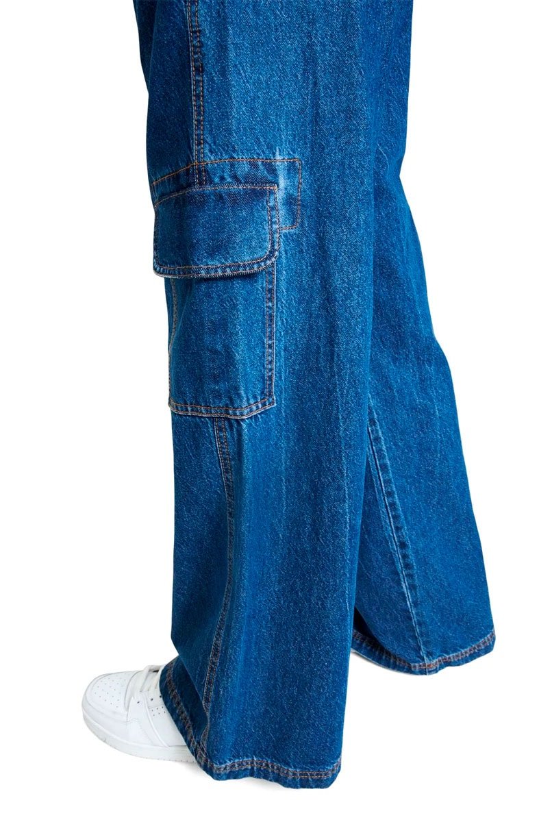 Calça Baw Oversized Cargo Indigo - NewSkull