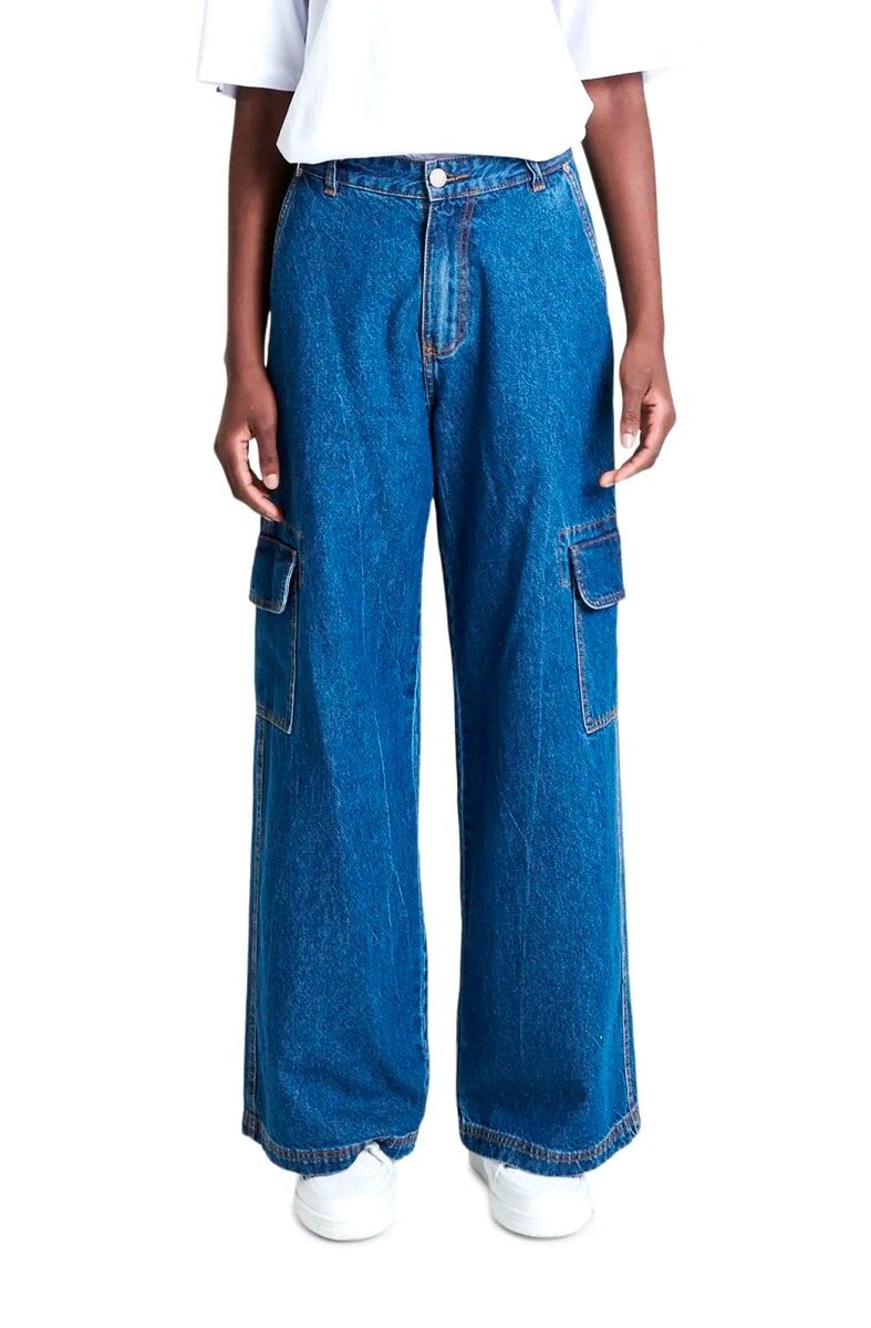 Calça Baw Oversized Cargo Indigo - NewSkull