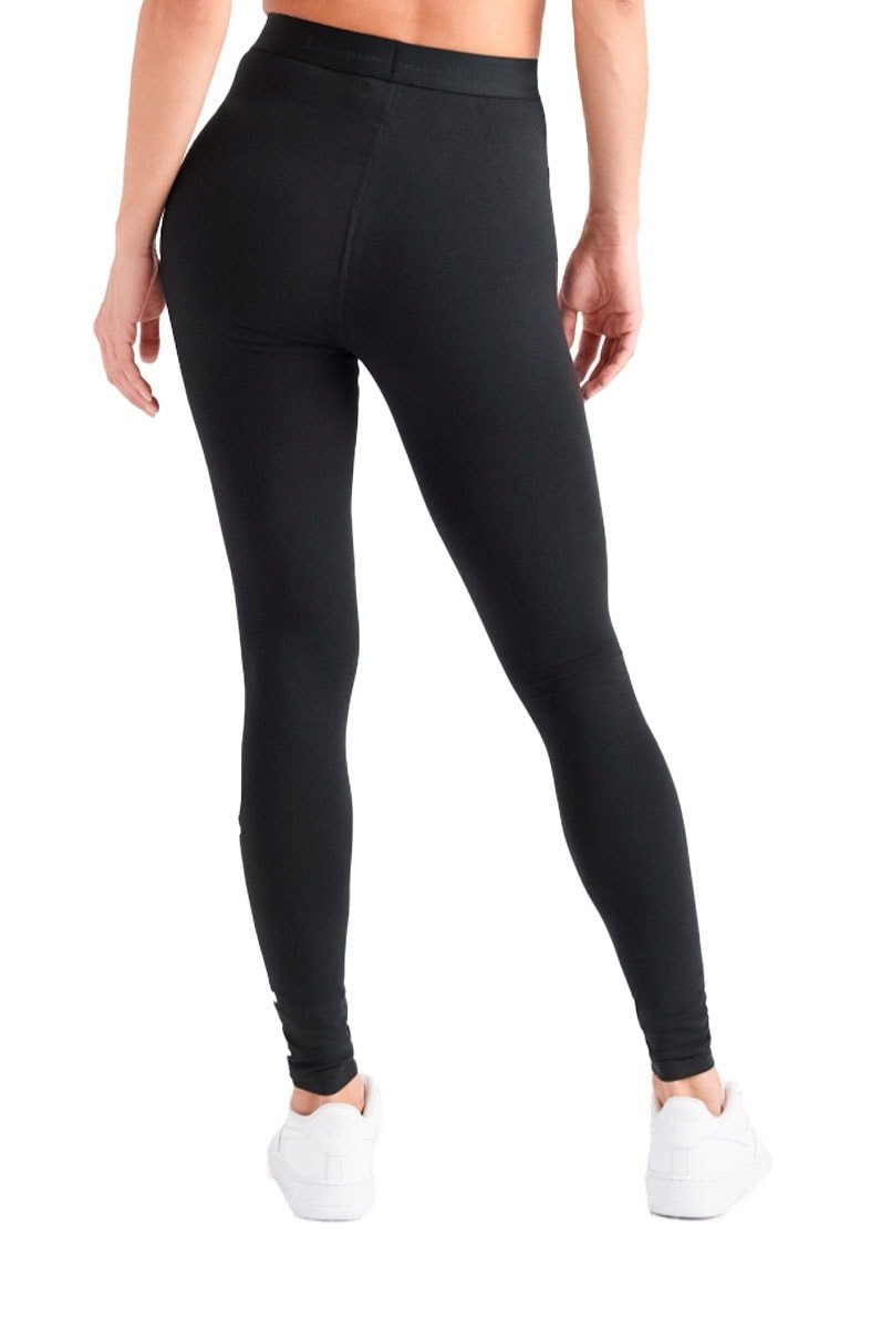 Calça Champion Legging Authentic Graphic Vertical Script Logo Feminina Preta/Branca - NewSkull