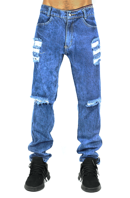 CALÇA JEANS NEWSKULL RASGADA AZUL - NewSkull