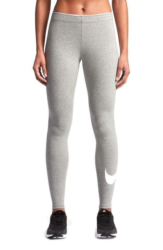 Calça Legging Nike Sportswear Swoosh Feminina Cinza/Branca - NewSkull