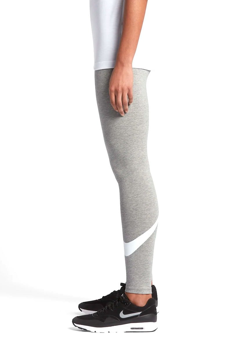 Calça Legging Nike Sportswear Swoosh Feminina Cinza/Branca - NewSkull