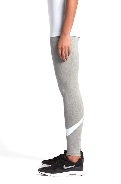 Calça Legging Nike Sportswear Swoosh Feminina Cinza/Branca - NewSkull