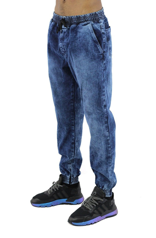 Calça NewSkull Jogger Jeans Marmorizada Azul Escura - NewSkull