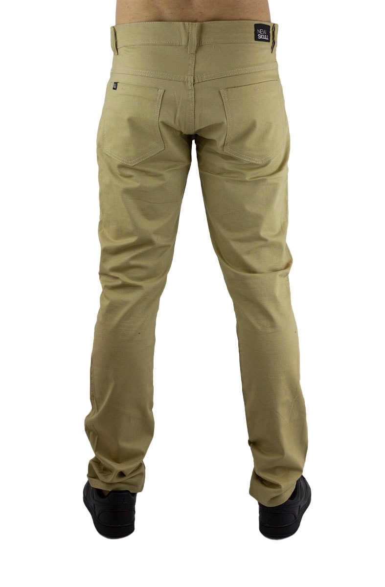 Calça NewSkull Reta Sarja Bege - NewSkull