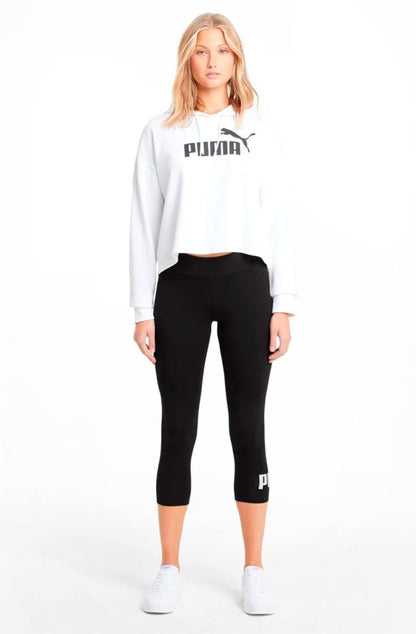 Calça Puma Legging Essentials Logo 3/4 Feminina Preta/Branca - NewSkull