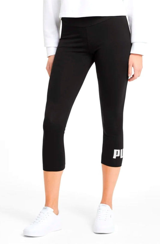 Calça Puma Legging Essentials Logo 3/4 Feminina Preta/Branca - NewSkull