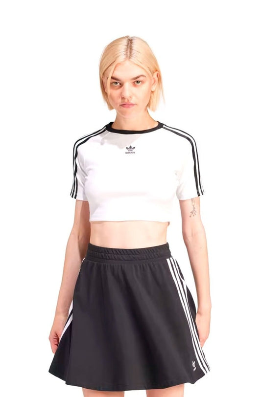 Camisa Adidas Baby Look 3 Listras Branco/Preto - NewSkull